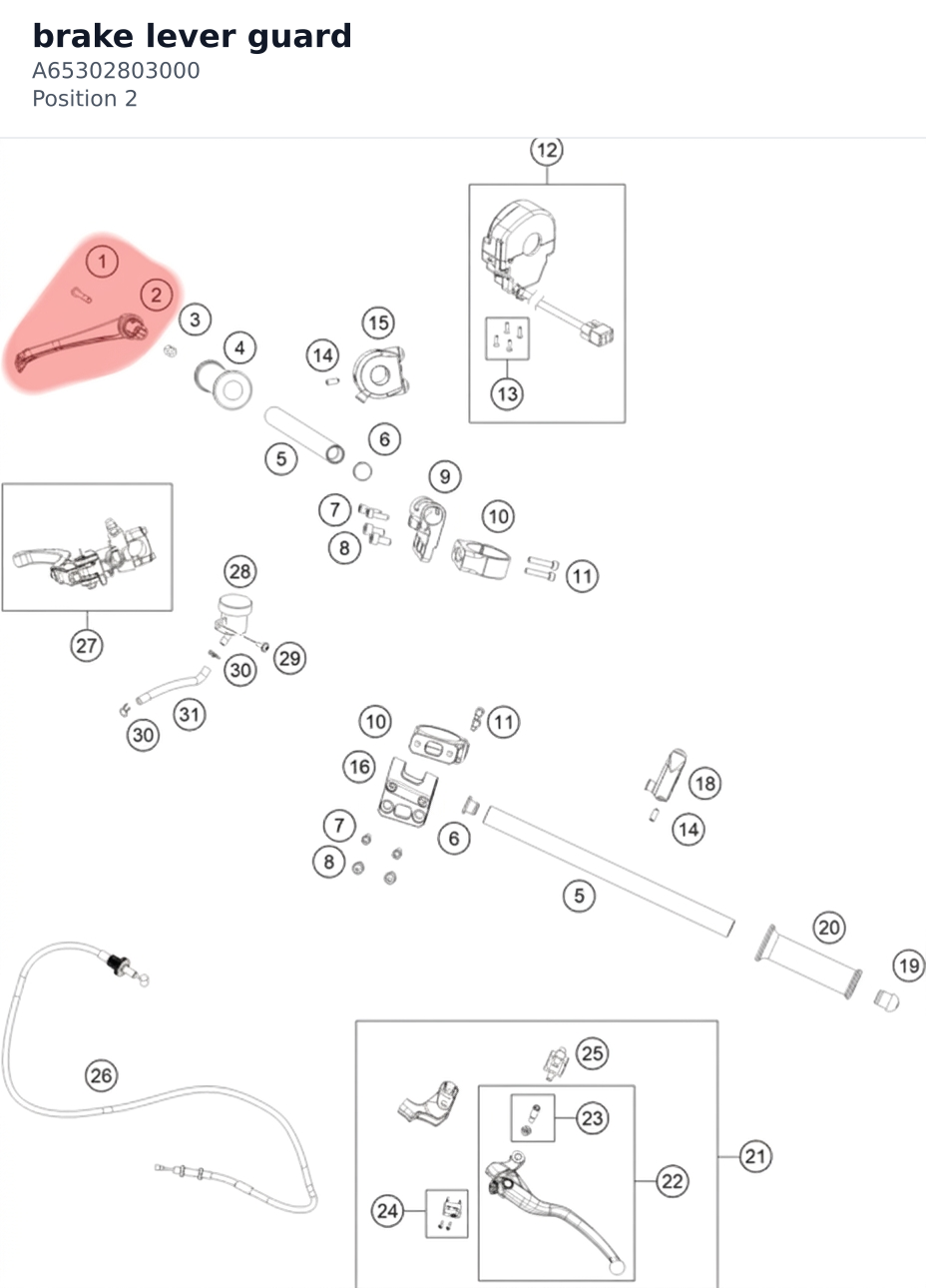 Diagram preview: brake lever guard (A65302803000)