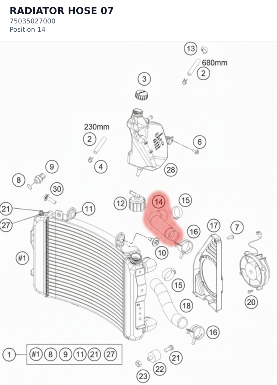 Diagram preview: RADIATOR HOSE 07 (75035027000)