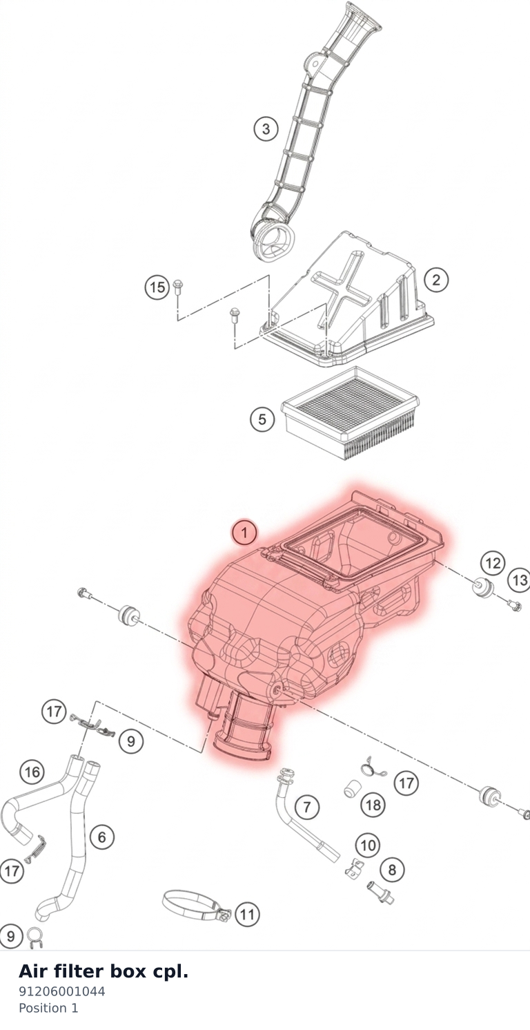 Diagram preview: Air filter box cpl. (91206001044)