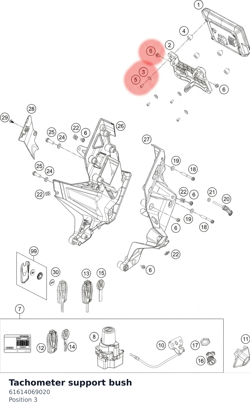 Diagram preview: Tachometer support bush (61614069020)