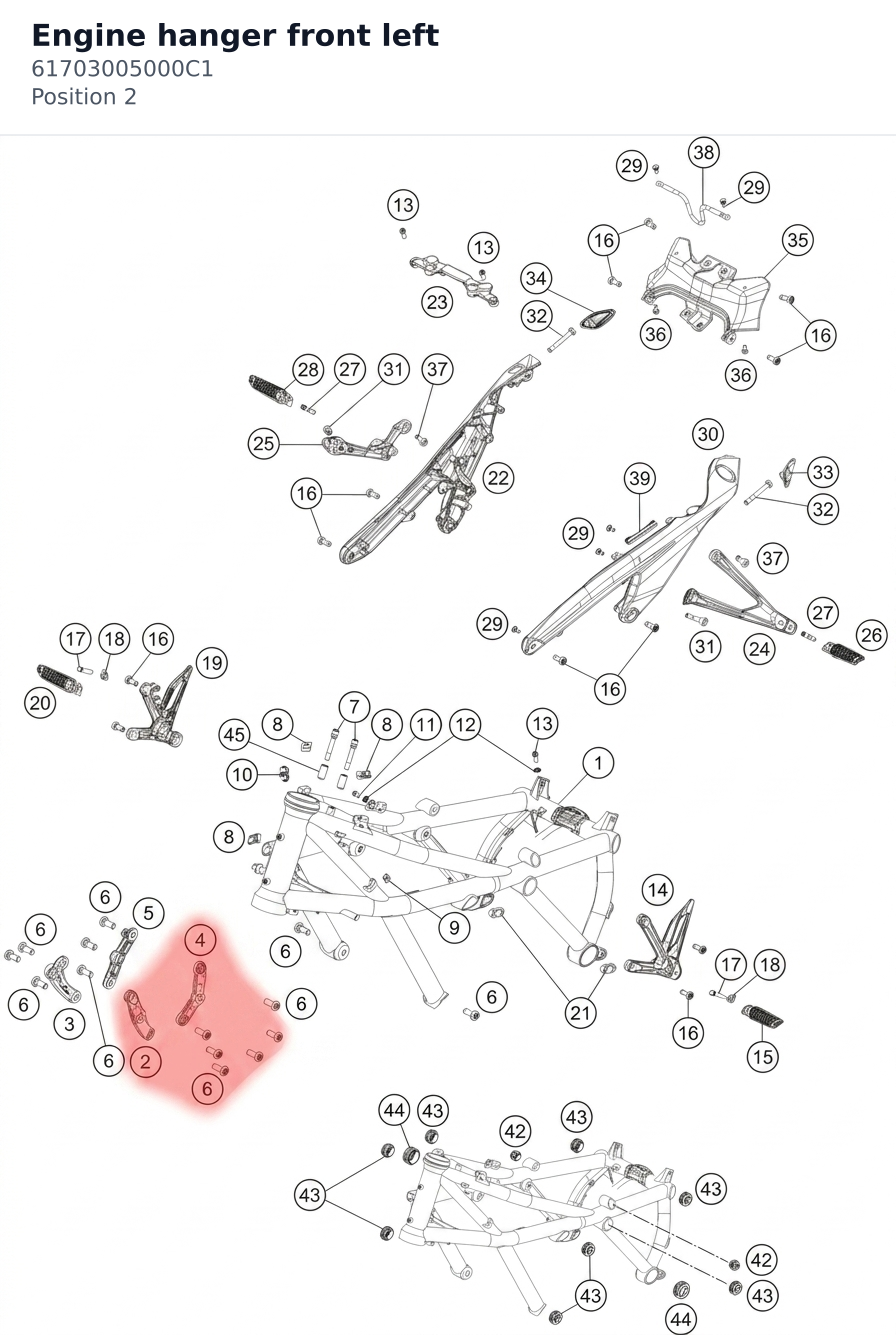Diagram preview: Engine hanger front left (61703005000C1)