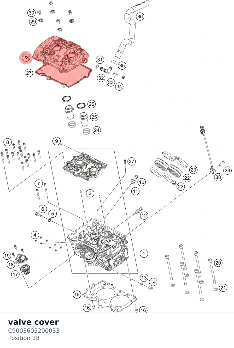 Diagram preview: valve cover (C9003605200033)