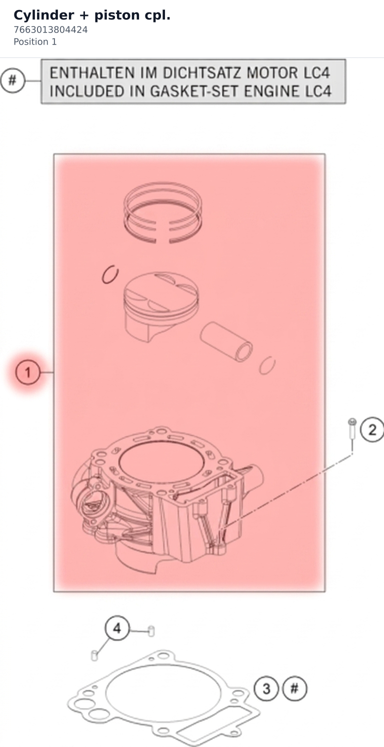 Diagram preview: Cylinder + piston cpl. (7663013804424)