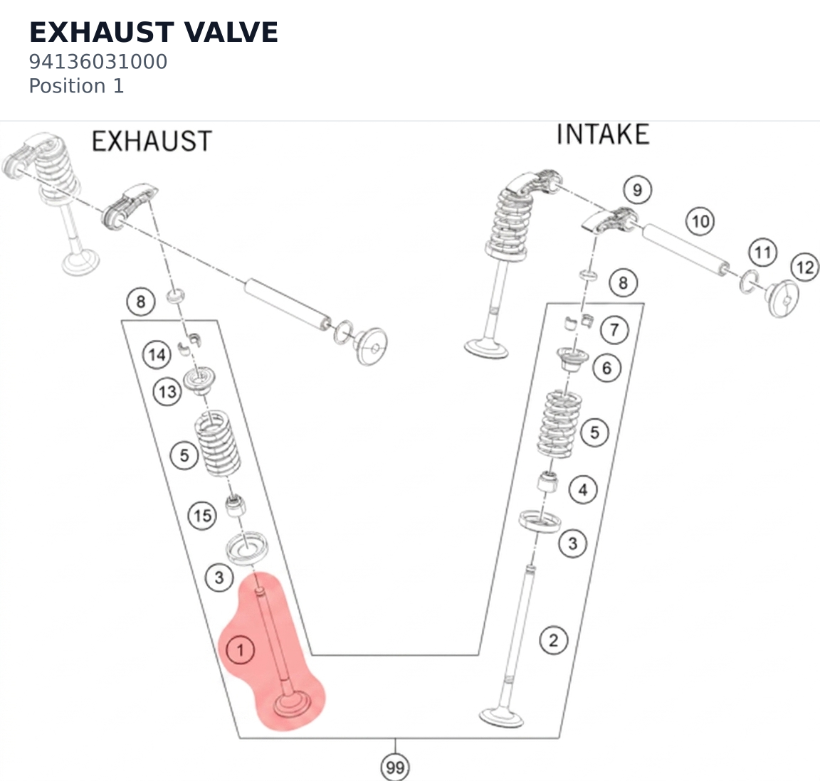 Diagram preview: EXHAUST VALVE (94136031000)