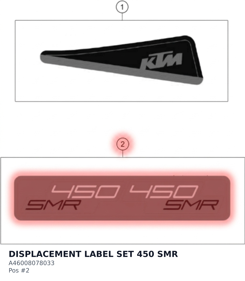 Diagram preview: DISPLACEMENT LABEL SET 450 SMR (A46008078033)