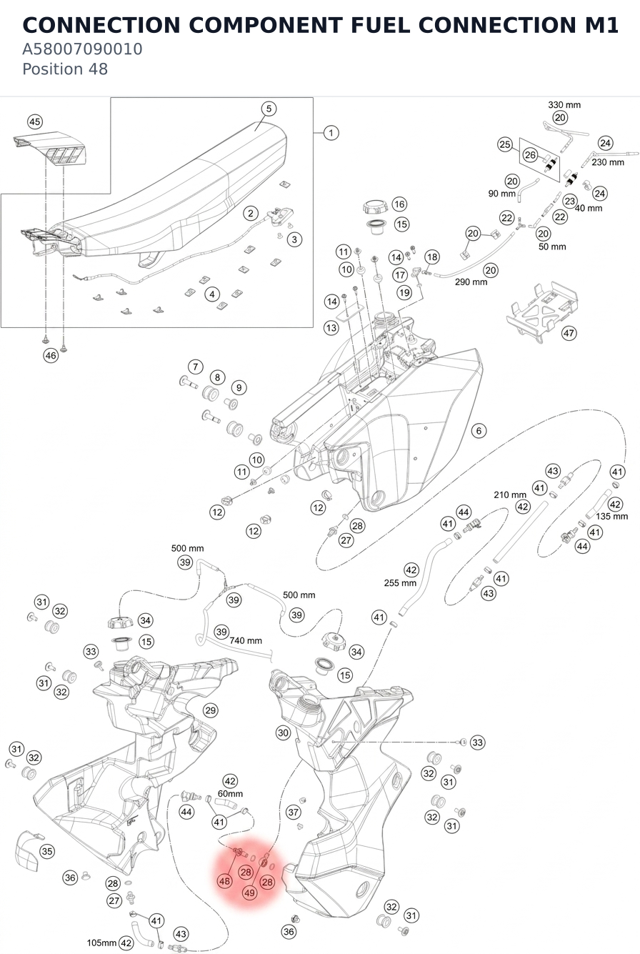 Diagram preview: CONNECTION COMPONENT FUEL CONNECTION M10 (A58007090010)