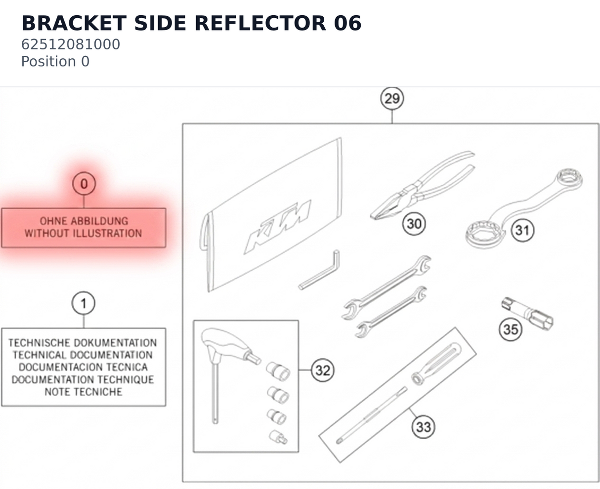 Diagram preview: BRACKET SIDE REFLECTOR 06 (62512081000)