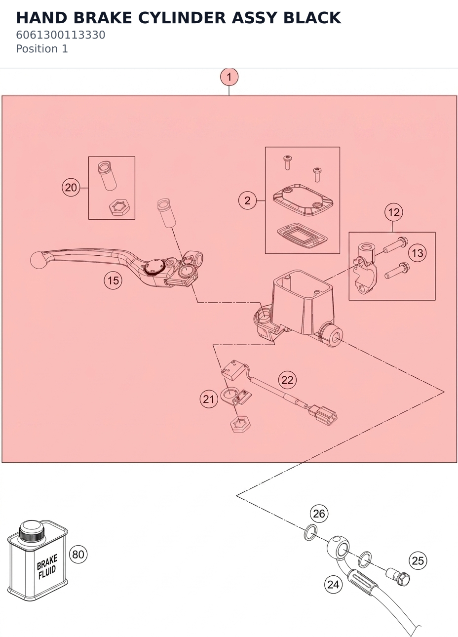 Diagram preview: HAND BRAKE CYLINDER ASSY BLACK (6061300113330)