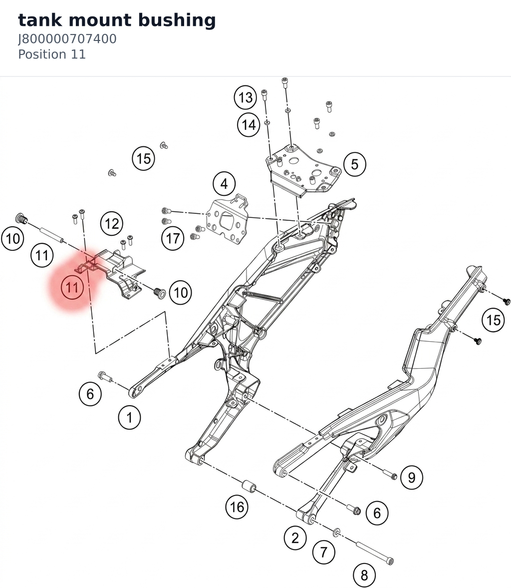 Diagram preview: tank mount bushing (J800000707400)