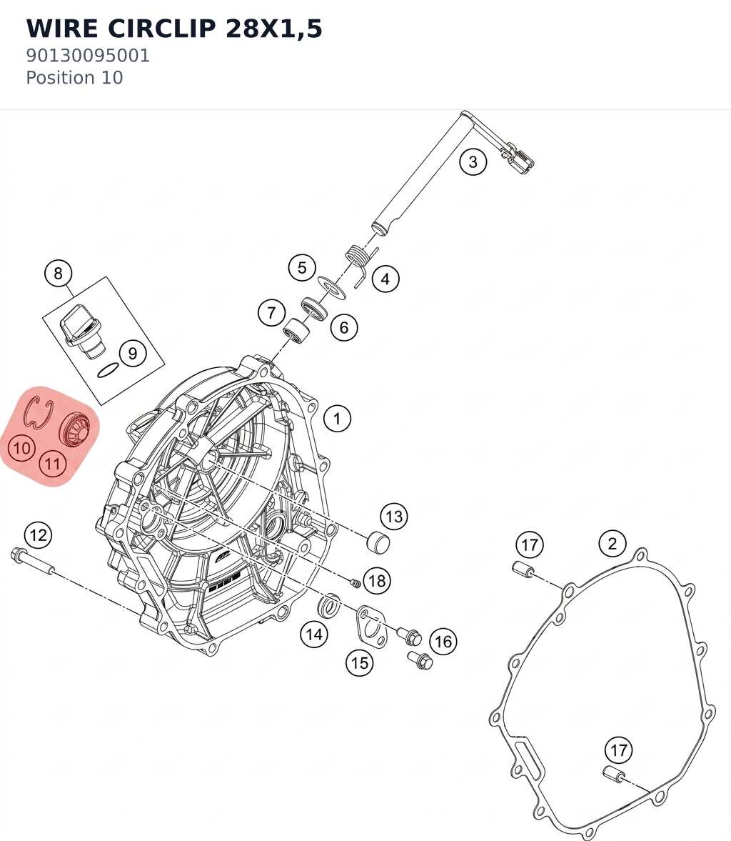 Diagram preview: WIRE CIRCLIP 28X1,5 (90130095001)