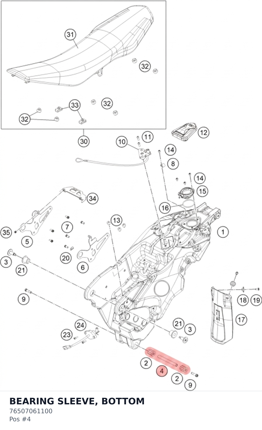 Diagram preview: BEARING SLEEVE, BOTTOM (76507061100)
