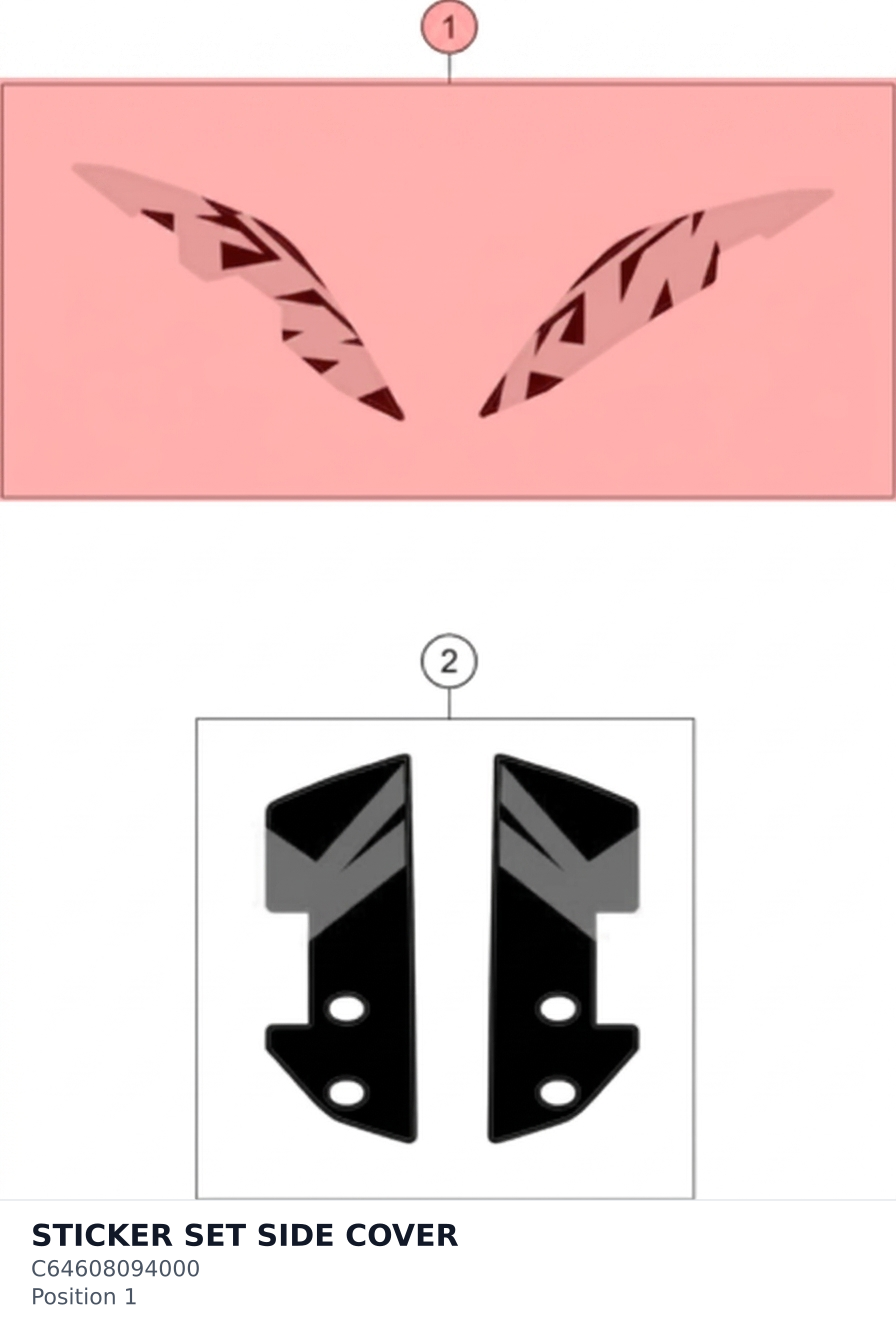 Diagram preview: STICKER SET SIDE COVER (C64608094000)