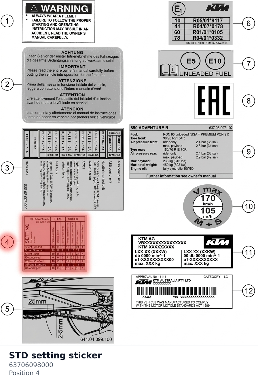 Diagram preview: STD setting sticker (63706098000)