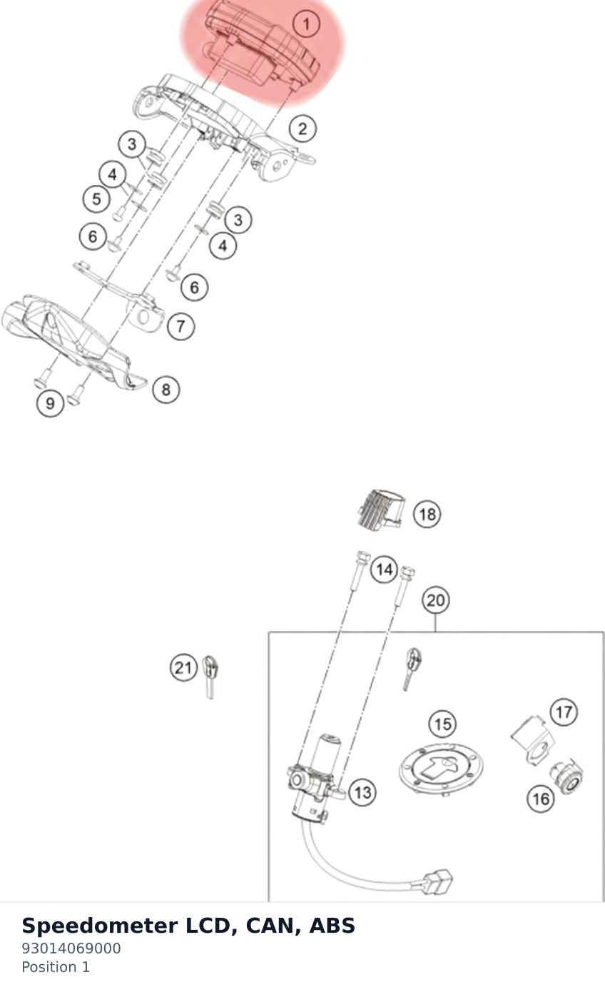 Diagram preview: Speedometer LCD, CAN, ABS (93014069000)