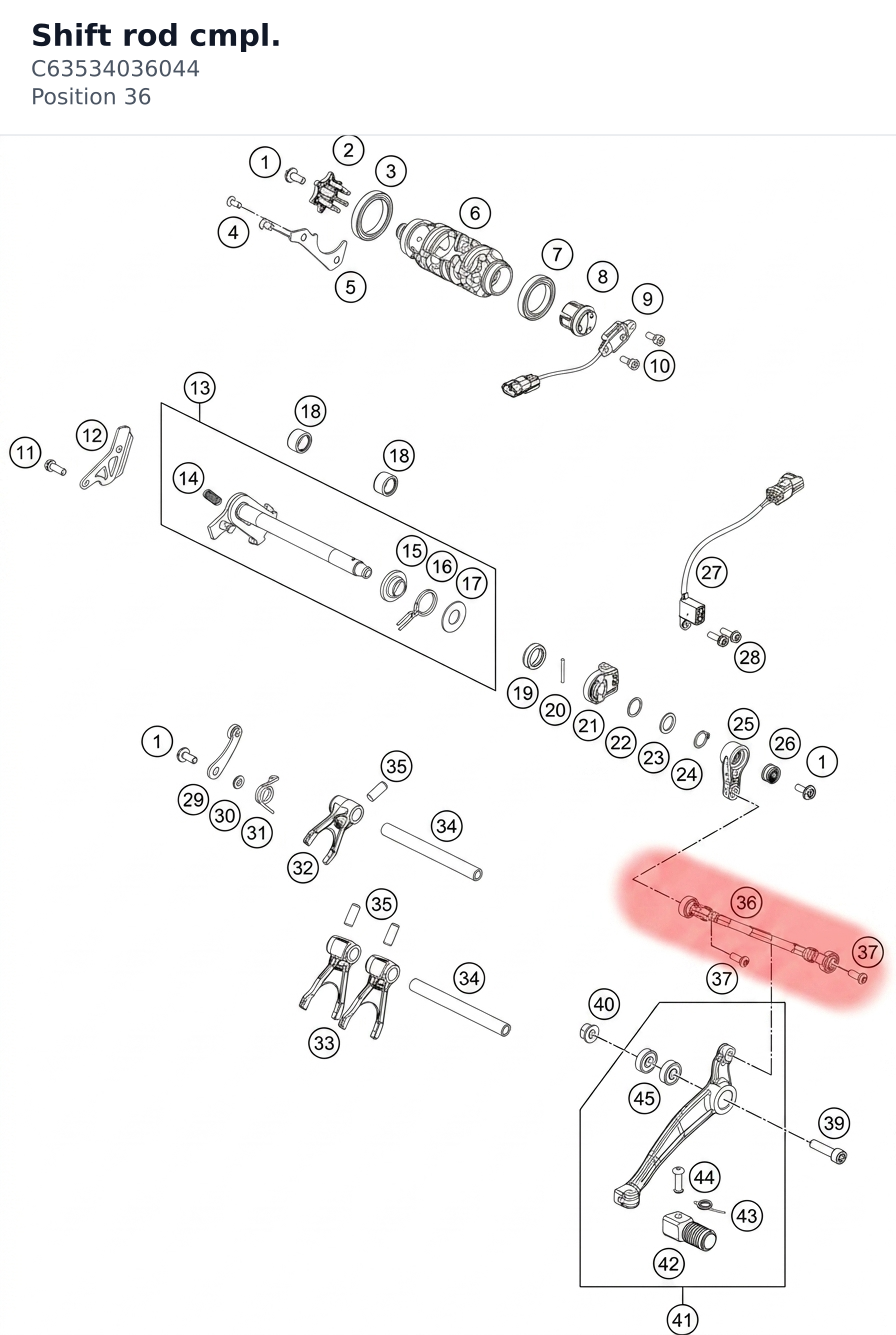 Diagram preview: Shift rod cmpl. (C63534036044)