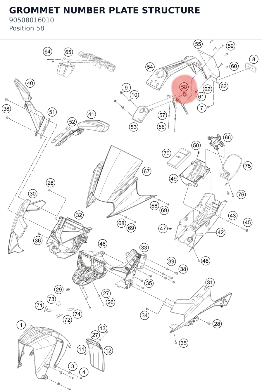 Diagram preview: GROMMET NUMBER PLATE STRUCTURE (90508016010)