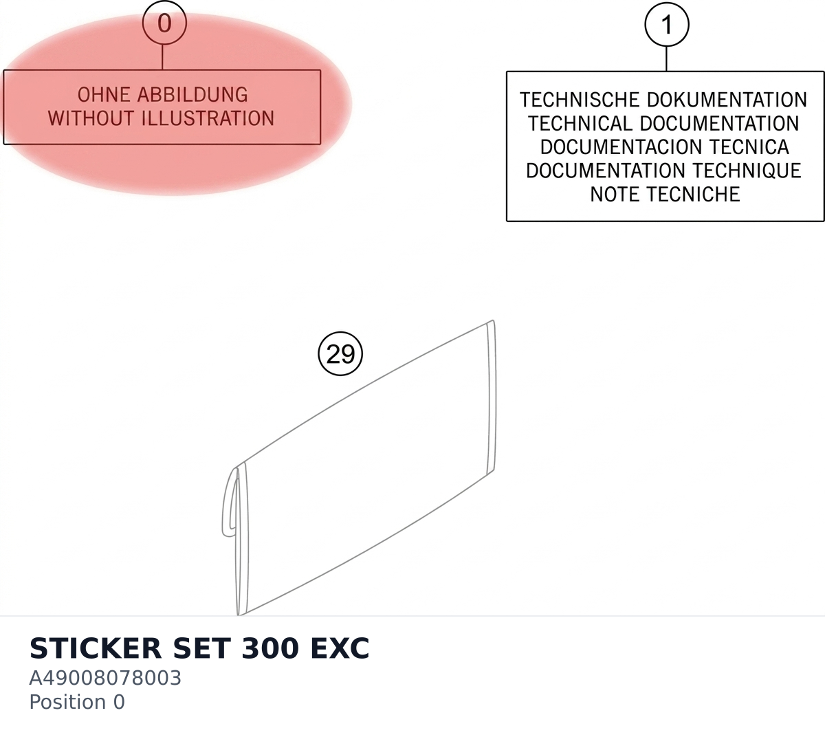 Diagram preview: STICKER SET 300 EXC (A49008078003)