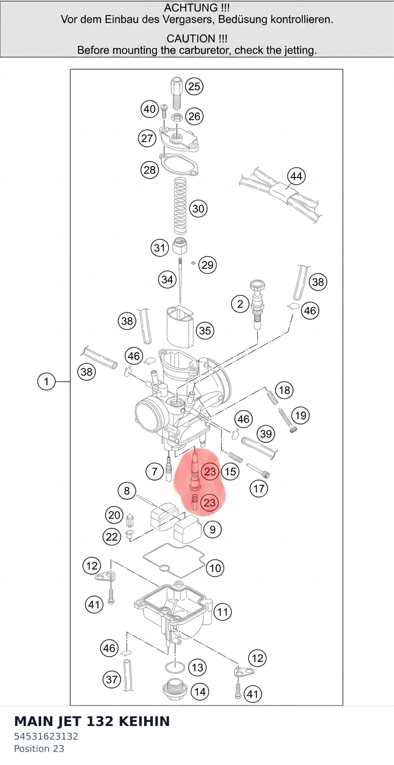 Diagram preview: MAIN JET 132 KEIHIN (54531623132)