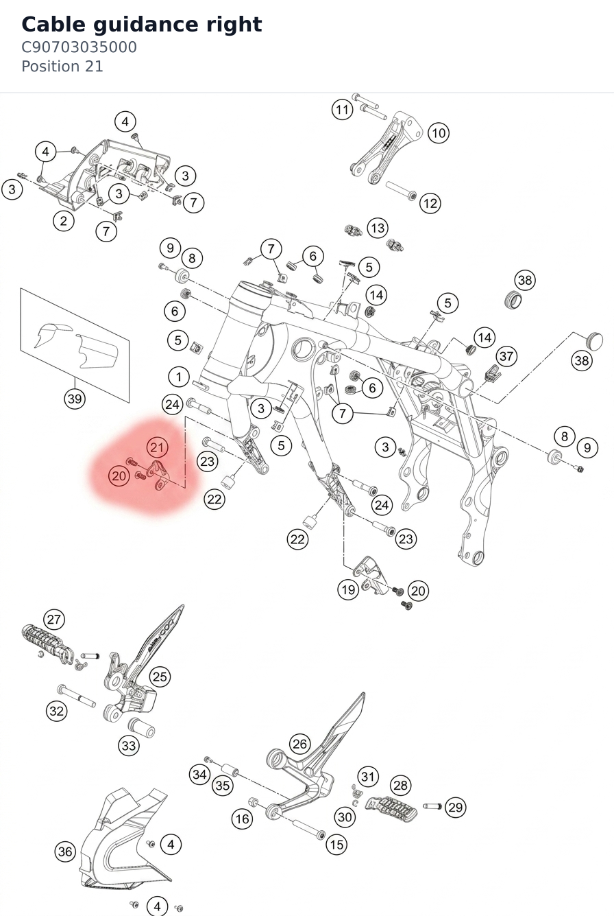 Diagram preview: Cable guidance right (C90703035000)
