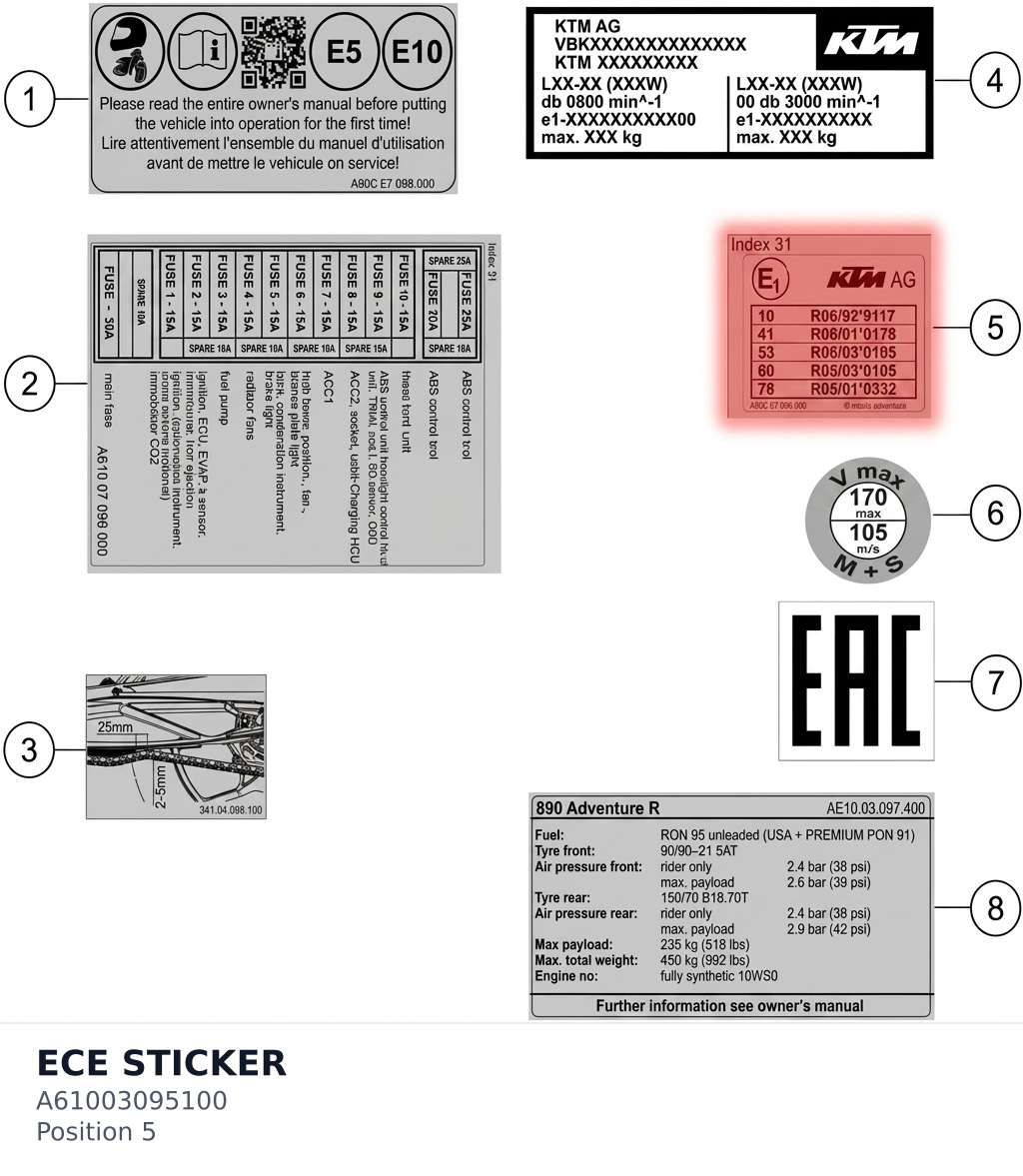 Diagram preview: ECE STICKER (A61003095100)