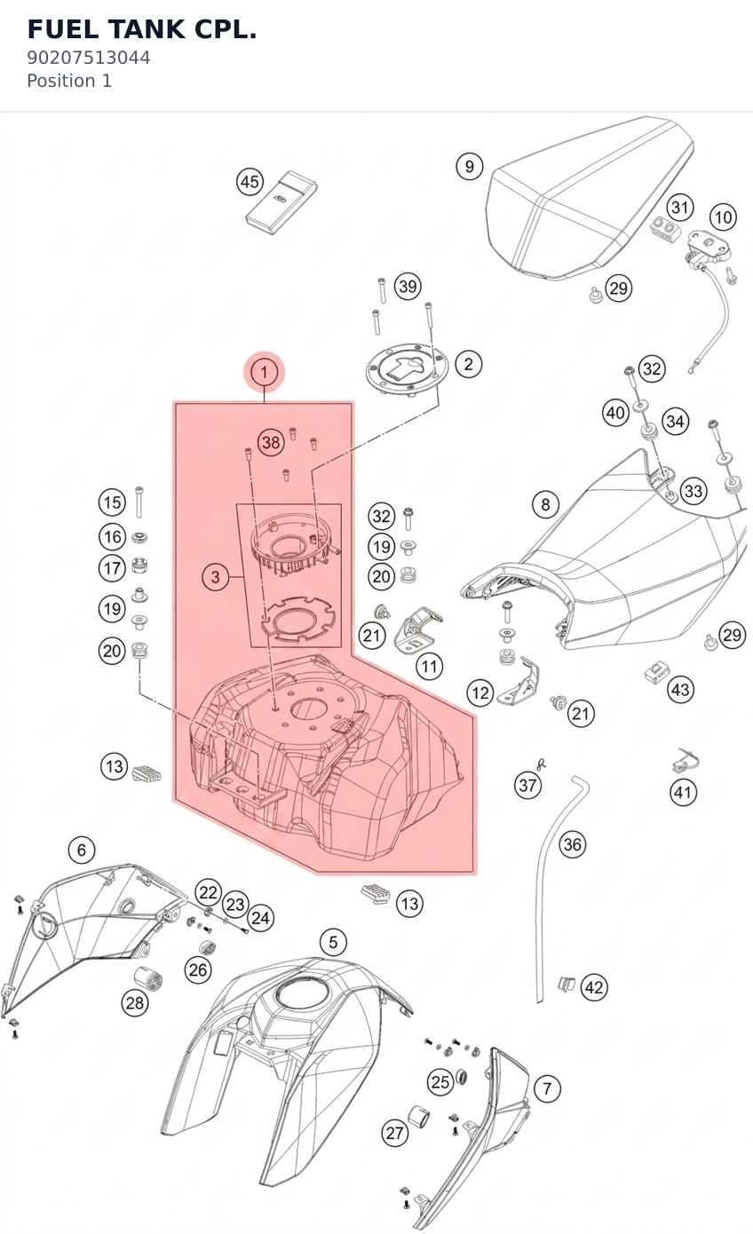 Diagram preview: FUEL TANK CPL. (90207513044)