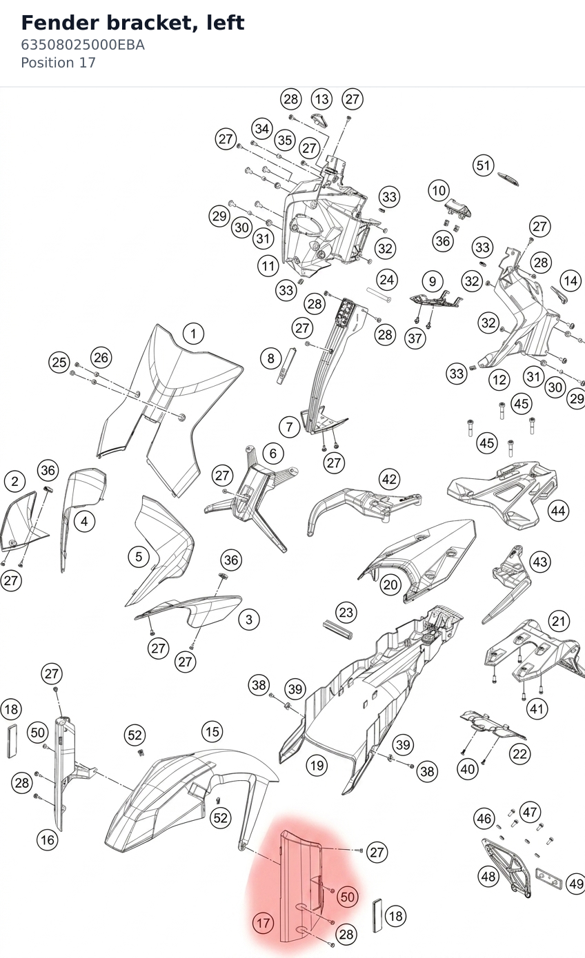 Diagram preview: Fender bracket, left (63508025000EBA)