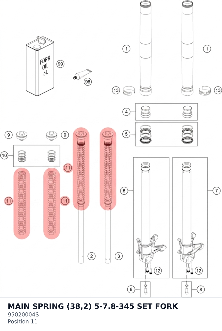 Diagram preview: MAIN SPRING (38,2) 5-7.8-345 SET FORK (95020004S)