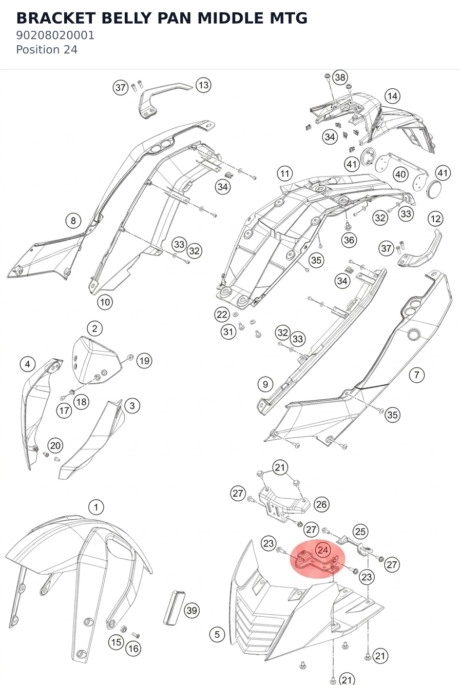 Diagram preview: BRACKET BELLY PAN MIDDLE MTG (90208020001)