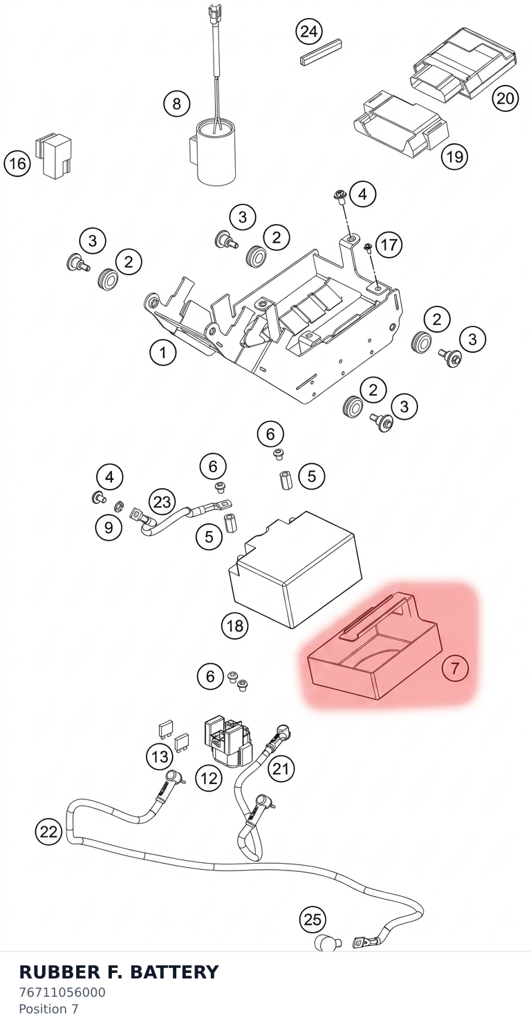 Diagram preview: RUBBER F. BATTERY (76711056000)