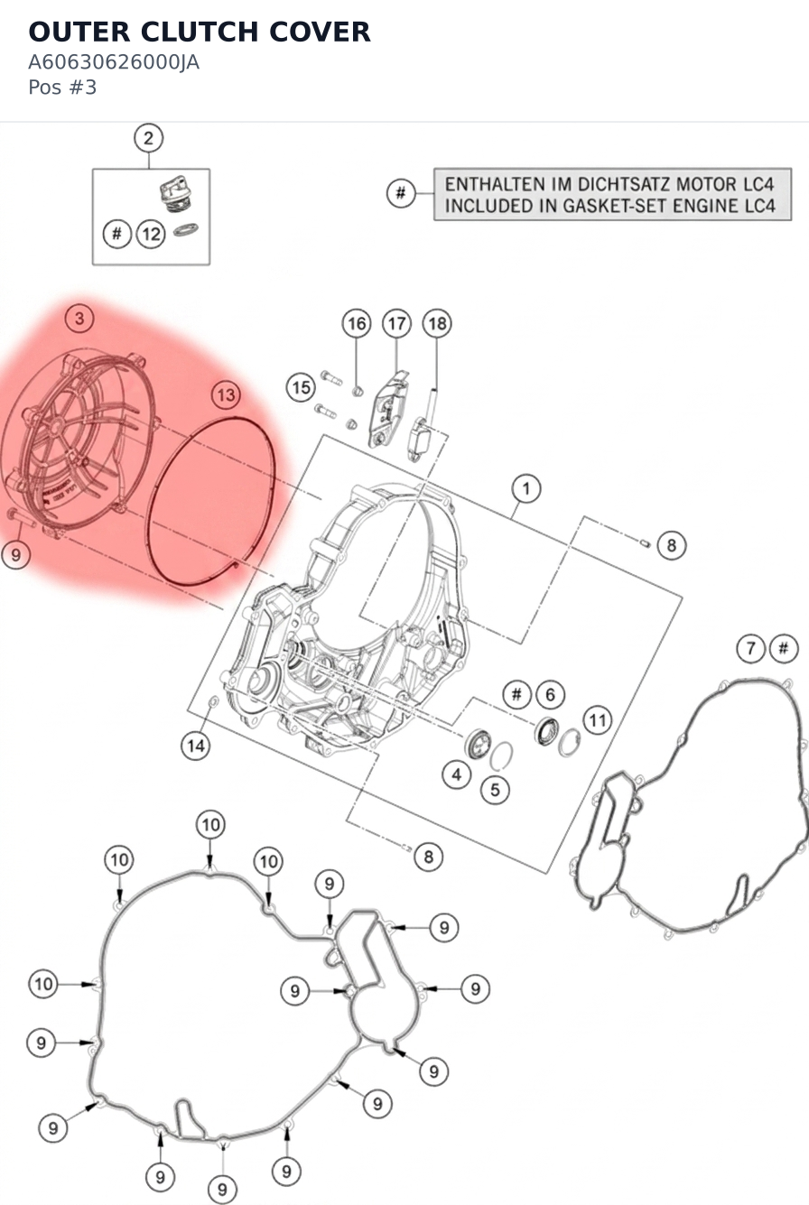 Diagram preview: OUTER CLUTCH COVER (A60630626000JA)