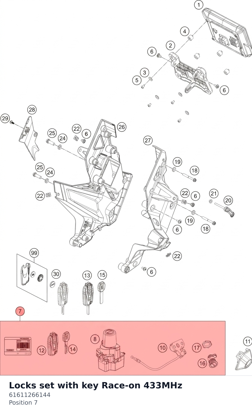 Diagram preview: Locks set with key Race-on 433MHz (61611266144)