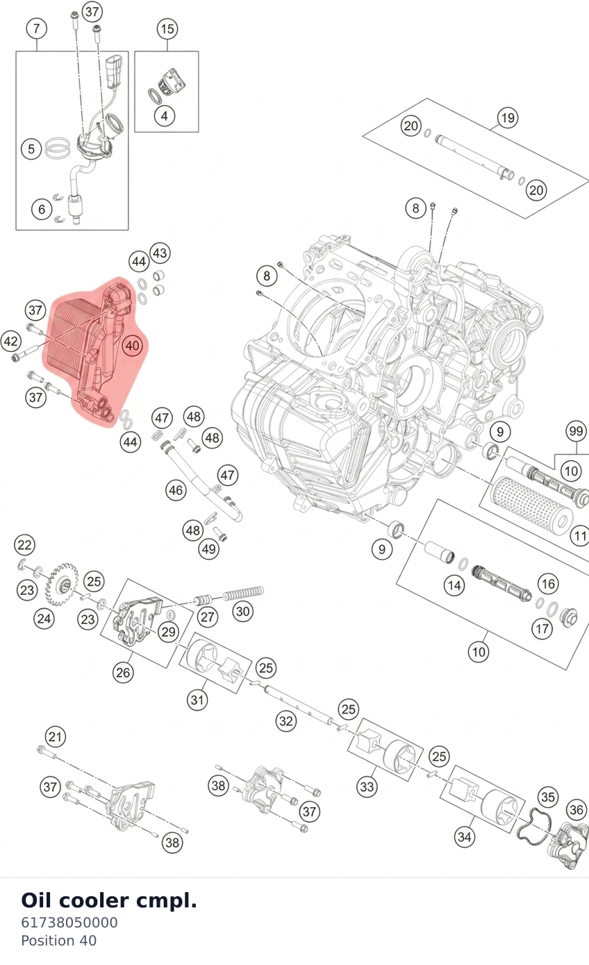 Diagram preview: Oil cooler cmpl. (61738050000)