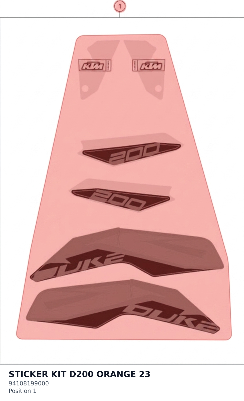 Diagram preview: STICKER KIT D200 ORANGE 23 (94108199000)