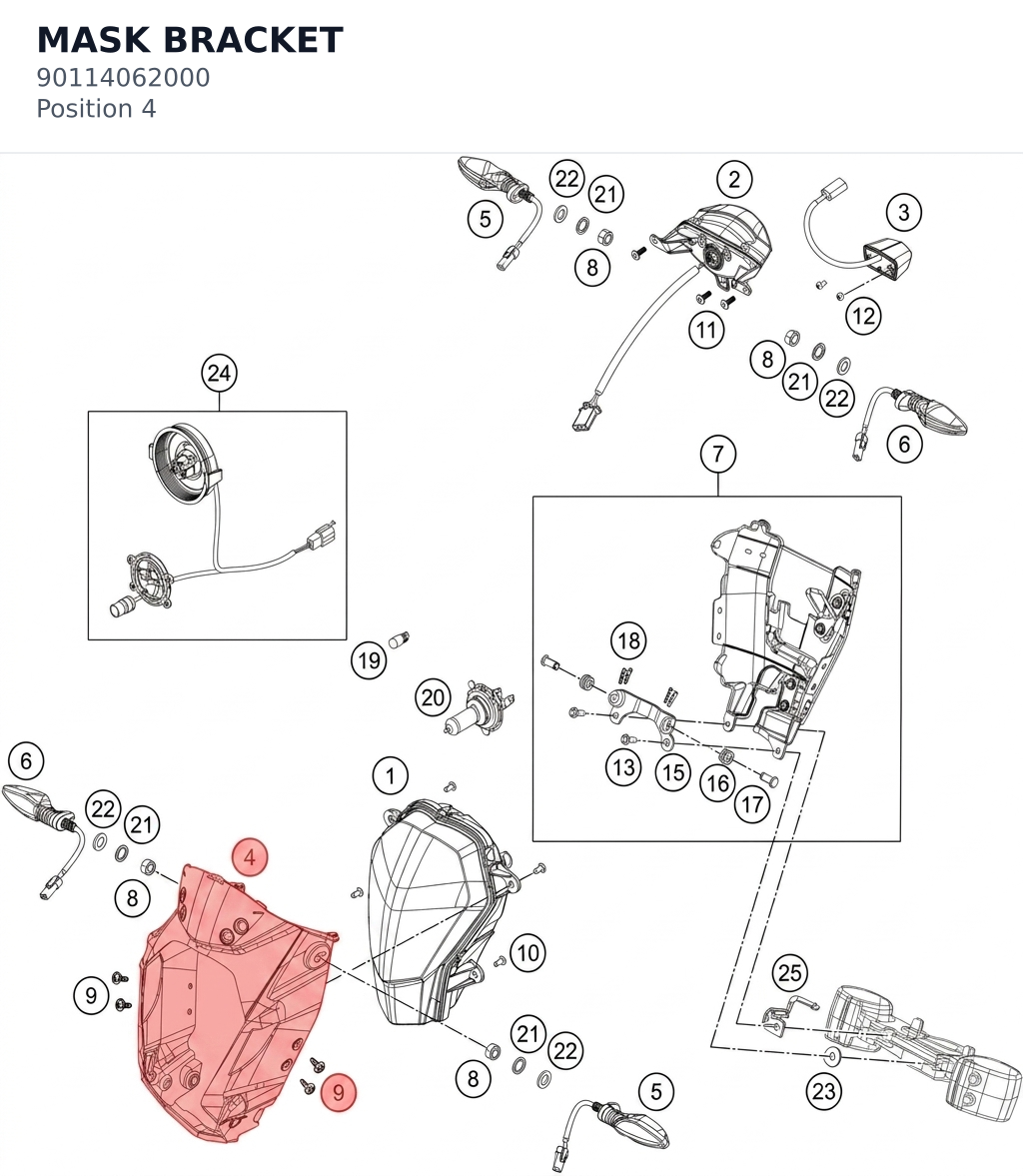 Diagram preview: MASK BRACKET (90114062000)