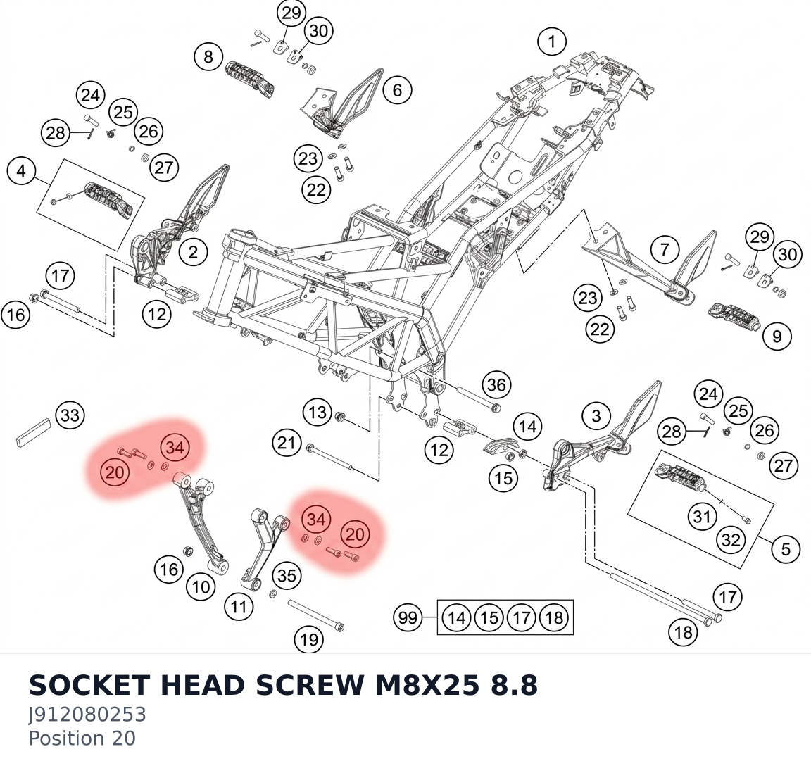 Diagram preview: SOCKET HEAD SCREW M8X25 8.8 (J912080253)