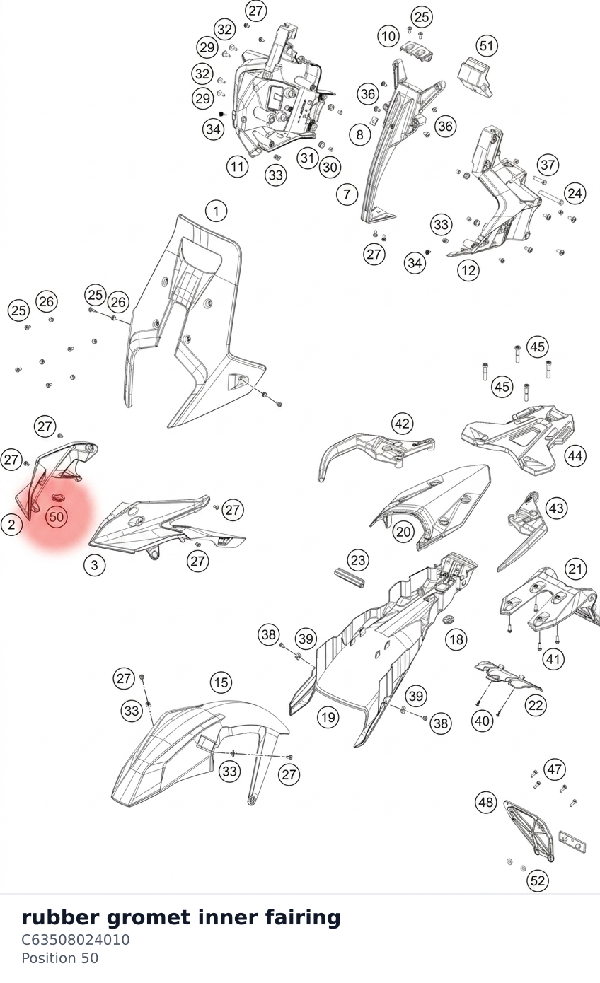 Diagram preview: rubber gromet inner fairing (C63508024010)