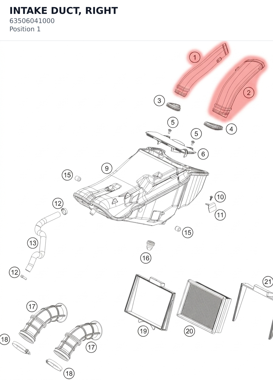 Diagram preview: INTAKE DUCT, RIGHT (63506041000)