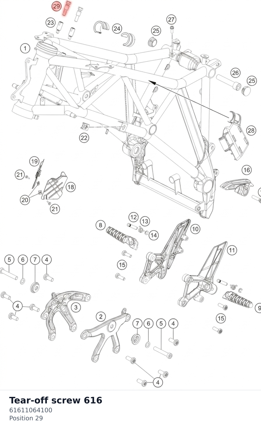 Diagram preview: Tear-off screw 616 (61611064100)