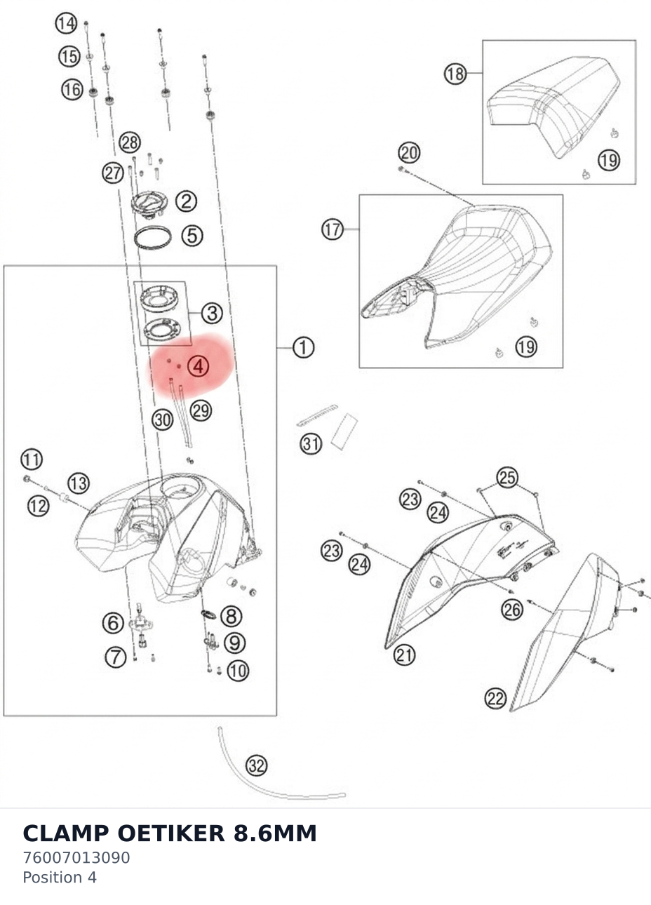 Diagram preview: CLAMP OETIKER 8.6MM (76007013090)