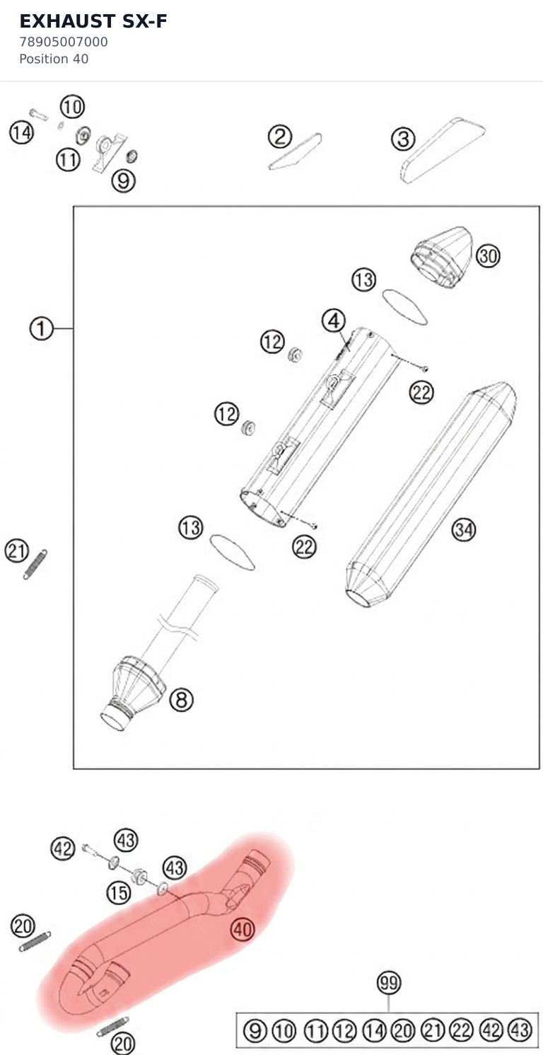 Diagram preview: EXHAUST SX-F (78905007000)