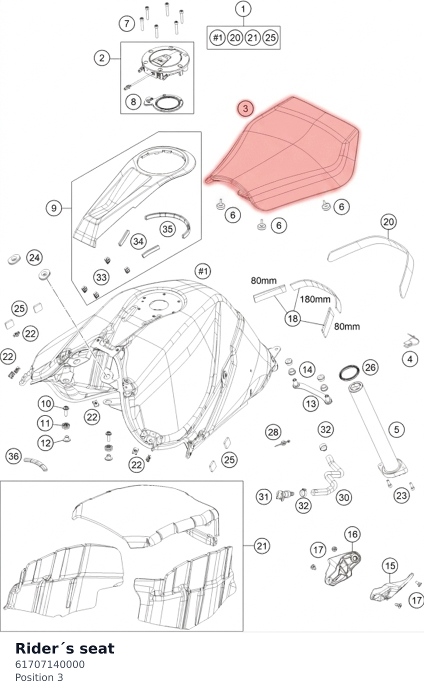 Diagram preview: Rider´s seat (61707140000)