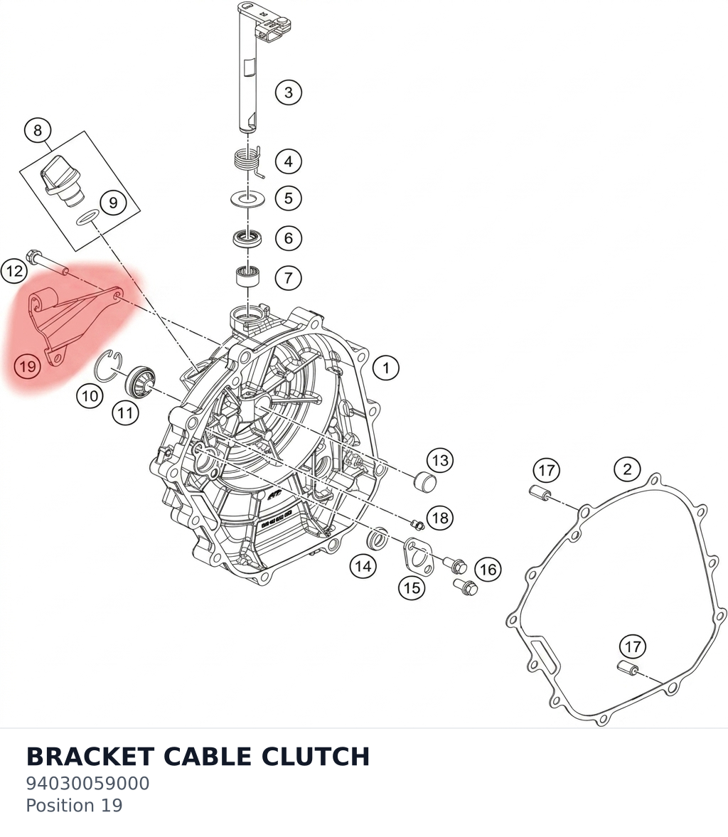Diagram preview: BRACKET CABLE CLUTCH (94030059000)