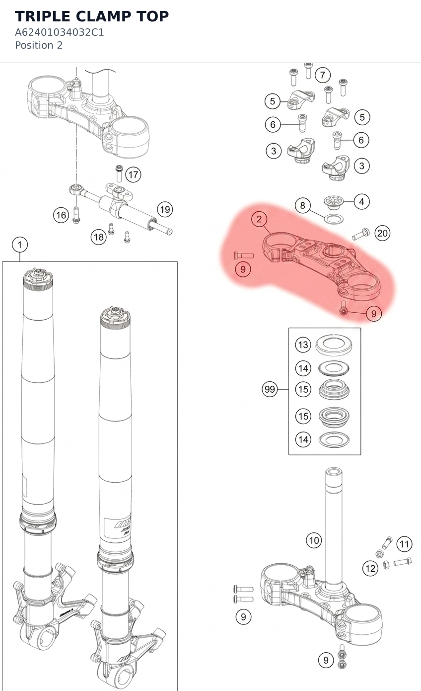 Diagram preview: TRIPLE CLAMP TOP (A62401034032C1)