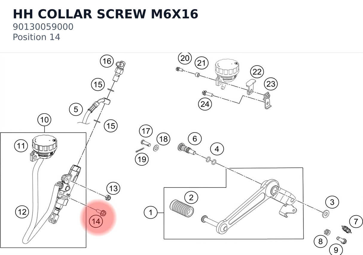 Diagram preview: HH COLLAR SCREW M6X16 (90130059000)
