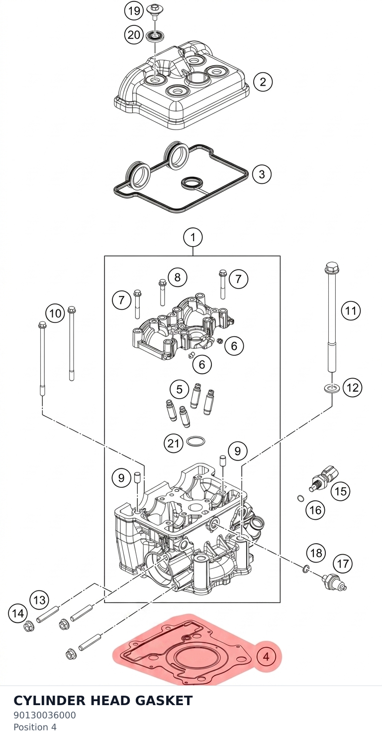 Diagram preview: CYLINDER HEAD GASKET (90130036000)