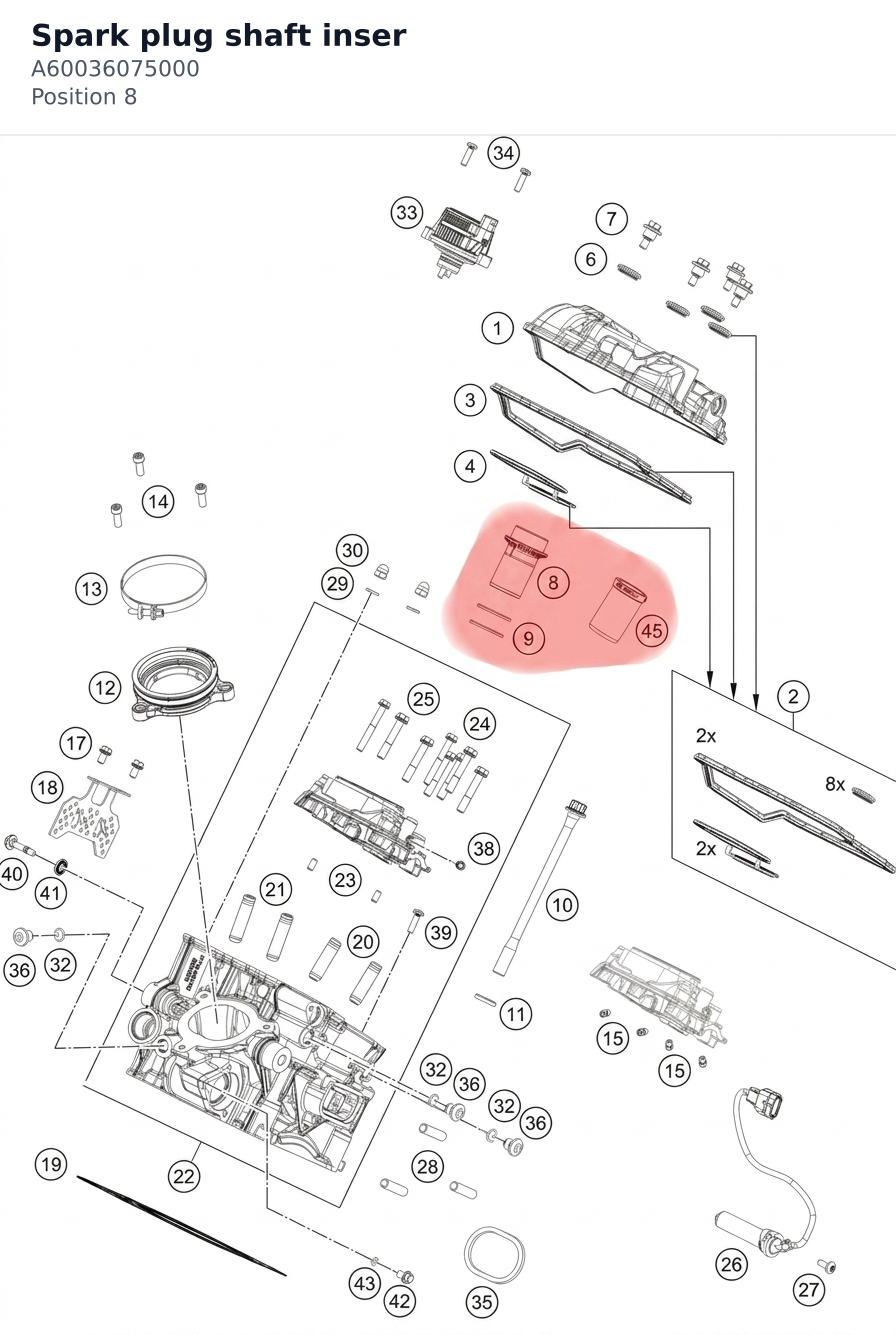 Diagram preview: Spark plug shaft inser (A60036075000)