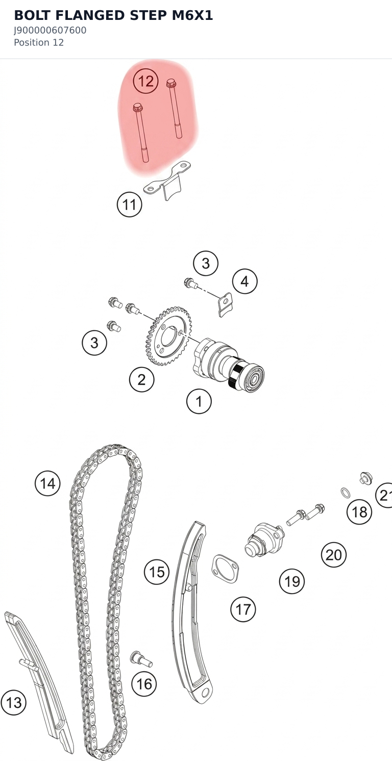 Diagram preview: BOLT FLANGED STEP M6X1 (J900000607600)