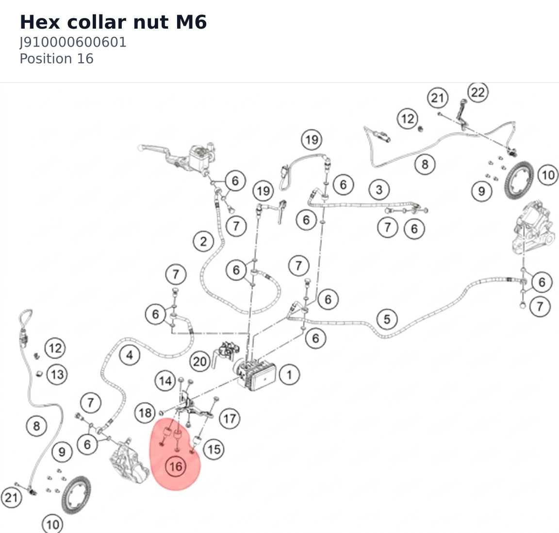 Diagram preview: Hex collar nut M6 (J910000600601)