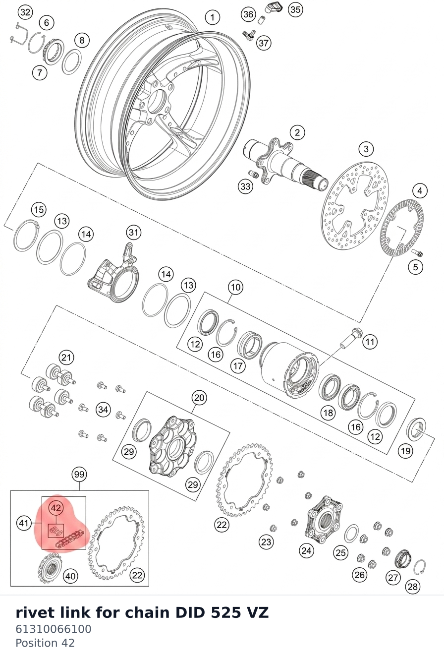 Diagram preview: rivet link for chain DID 525 VZ (61310066100)