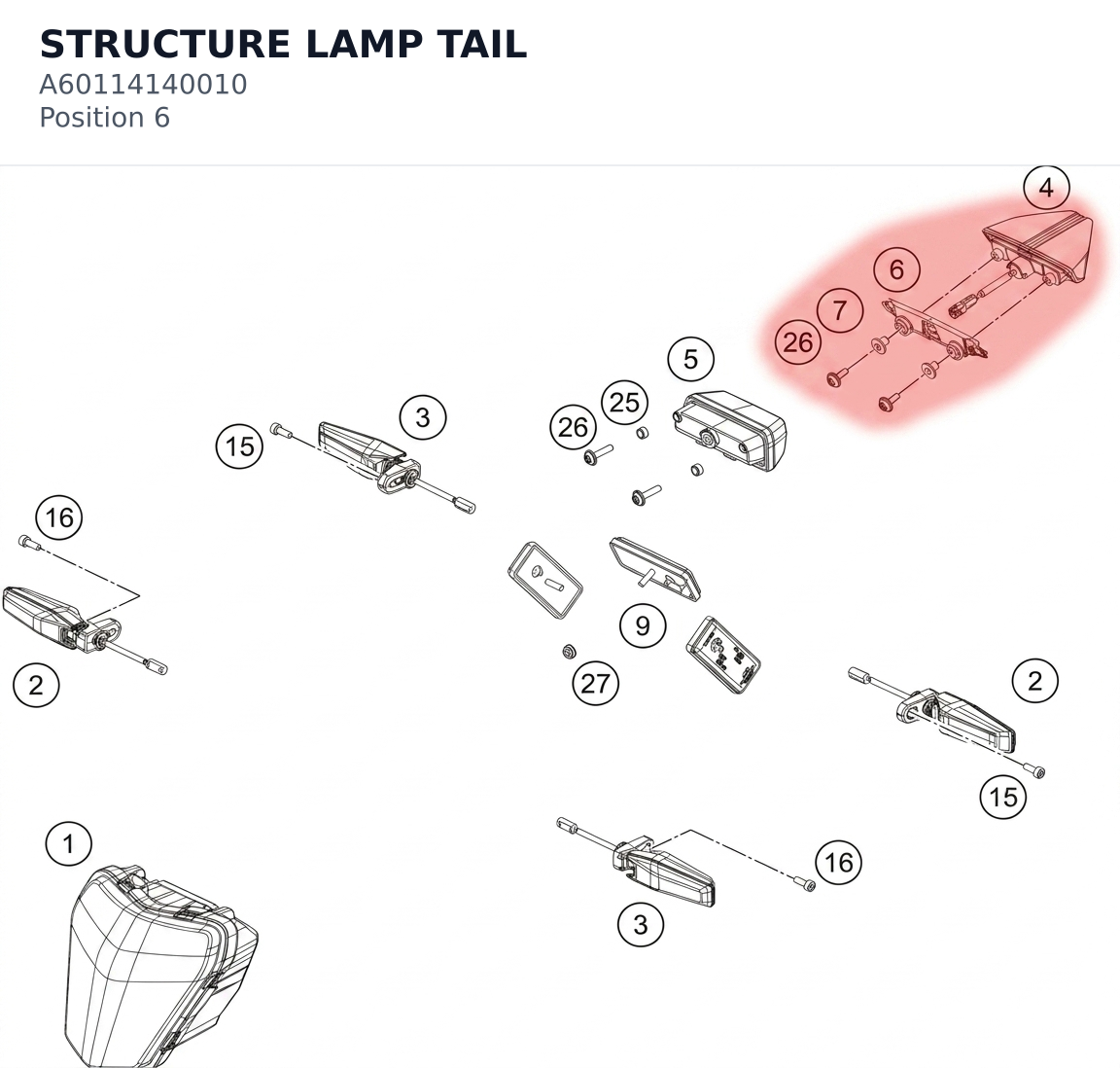 Diagram preview: STRUCTURE LAMP TAIL (A60114140010)